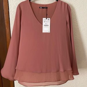 Zara Pink Blouse Size S